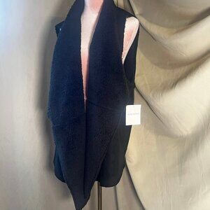 Stella & dot  Black Sherpa Faux Suede Chalet Vest  NWT Womens  Size 1X